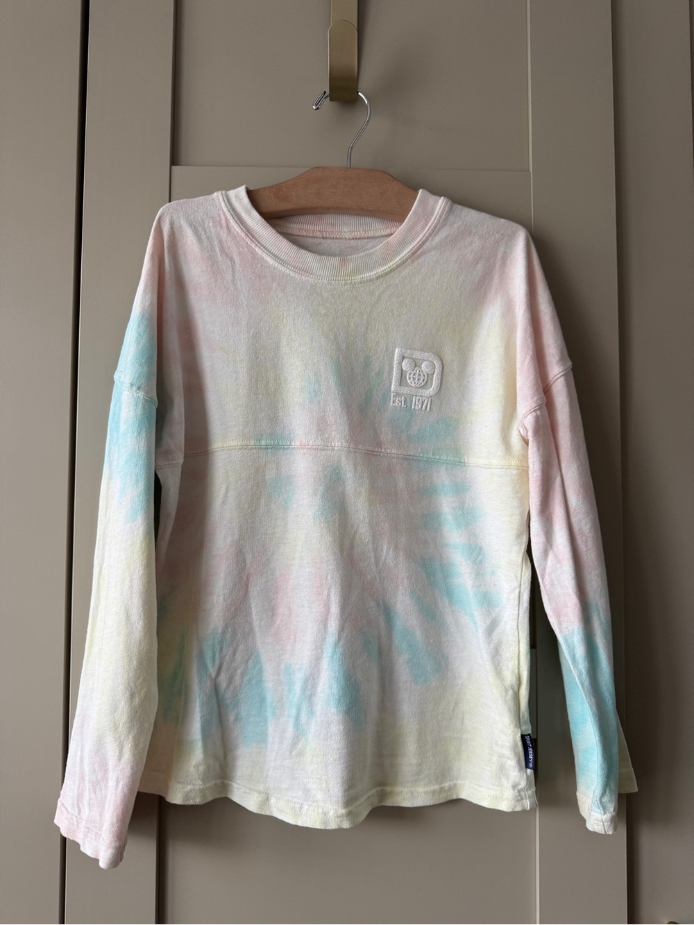 Walt Disney World Cotton Candy Tie Dye Spirit Jersey Pastel LSleeve Glitter Logo